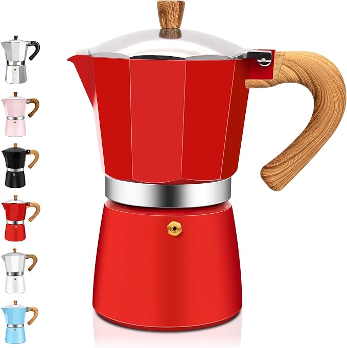 3 Cup Aluminum Espresso Stovetop Moka Pot Express Coffee Maker Percolator Italian Classic Mocha Coffee Machine for Italian and Cuban Cafe Brewing for Home & Camping 150ml 5oz
