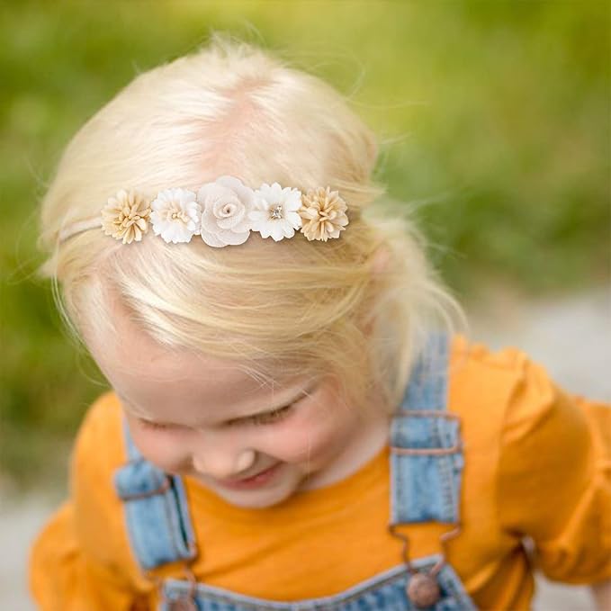 Baby Girl Headbands Nylon Flower Elastic Hairbands 6pcs Hair Accessories Gift for Newborn Infant Toddlers