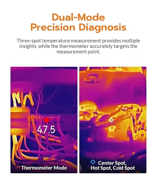 GT16S Thermal Imaging Camera with Smart AI Scene Detection, Thermometer Mode, 240��240 UIRA-IR Resolution, -4��F-1202��F Temp Alarm, 11h Runtime, Infrared Camera for HVAC Home Inspection