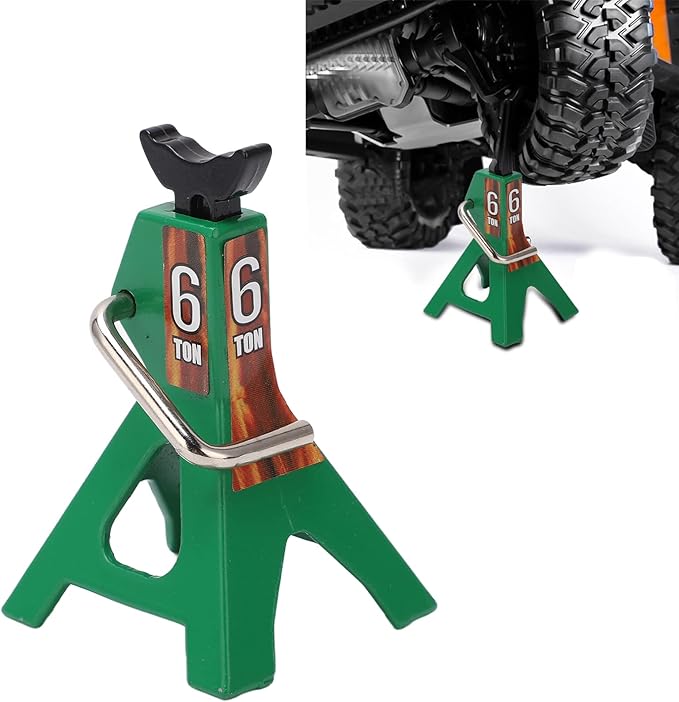 Simulation Jack Stand 75mm~102mm Adjustable Height RC Jack Stand Climbing Car Simulation Decorative Accessory Mini Lifting Jack for SCX10 D90 1/10 RC Car(Green)