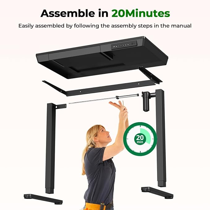 35" Electric Standing Desk with Drawer, 4 Lockable Wheels | Height Adjustable Quick Install One-Piece Tabletop with USB Charging Port, Small Sit to Stand up Desk for Home Office, Black