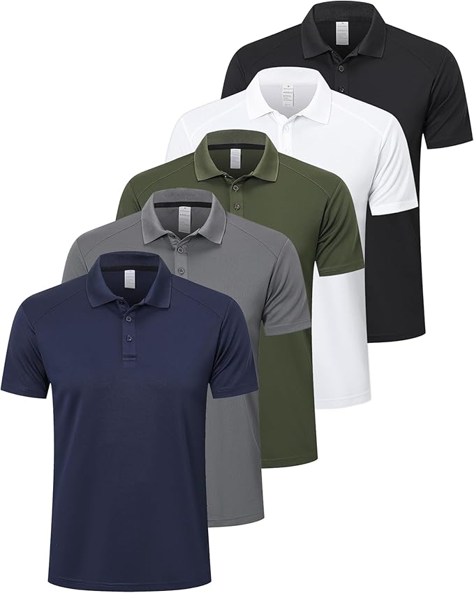 ZENGVEE Mens Polo Shirts Moisture Wicking Short Sleeve Performance Quick Dry Athletic Golf Shirts