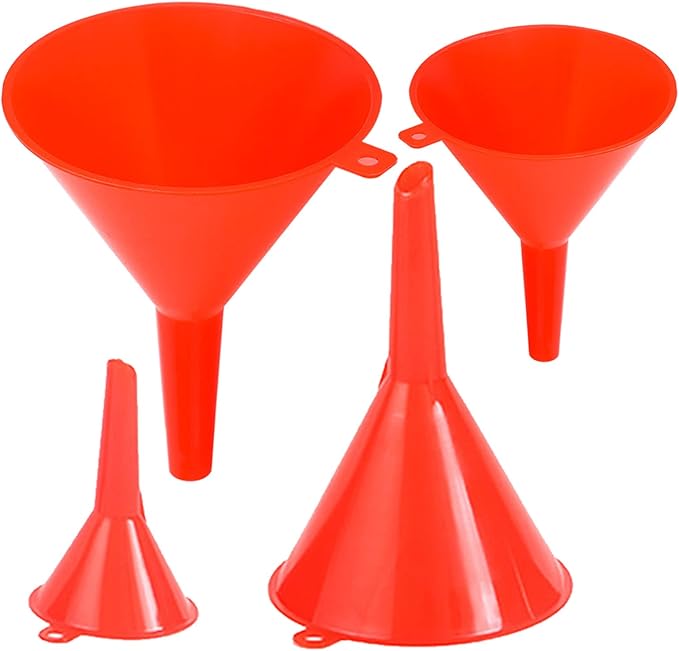 4pcs/set Kitchen Funnel for Filling Bottles Kitchen Funnel Wide Mouth PP Home Lab Flask Powder(Red)