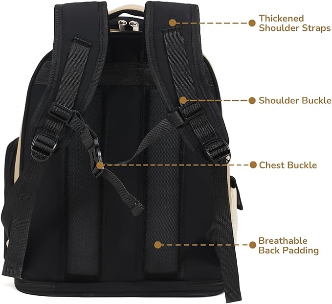 Cat Backpack Carrier, TSA Airline Approved Pet Travel Bag for Small Medium Dogs, Ventilated Hiking Camping Backpack for Cats, Kitten and Puppy up to 18 lbs, Khaki Mesh