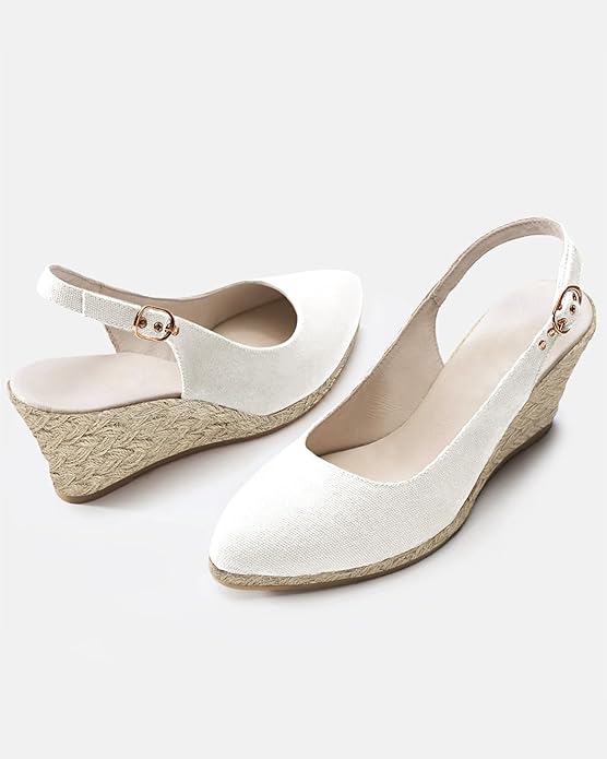 Juliet Holy Womens Wedge Sandals Espadrilles Closed Toe Slingback Buckle Strap Comfortable Casual Summer Wedges Shoes