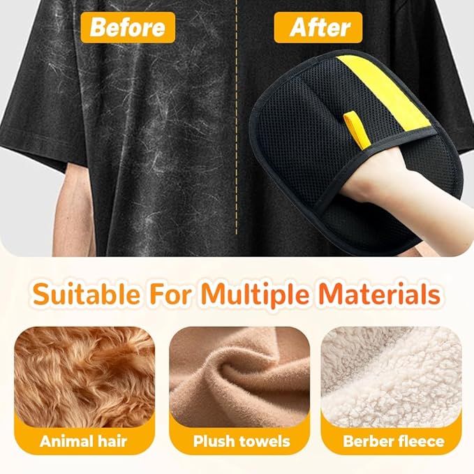 Pet Hair Removal Glove for Cats & Dogs, 2025 Upgrade Pet Hair Remover Glove, Electrostatic Pet Hair Removal Gloves for Dogs and Cats, Reusable Pet Hair Remover Glove (3)