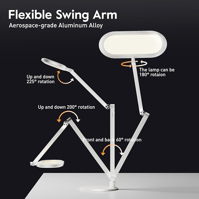 LitONES Premium LED Desk Lamp, Dual-Sided Soft Lighting with Knob Remote | Eye-Caring Diffused Light for Home Office, Video Conferencing, Zoom, Reading, Study, Craft, Stepless Dimming & Color, Memory