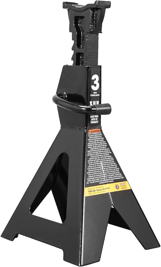 Torin 3 Ton (6,000 LBs) Capacity Steel Jack Stands, 2 Pack, Black, AT43006B