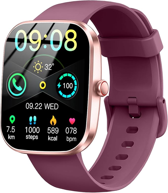 Smart Watch(Answer/Make Call), 1.91"HD Smartwatch for Men Women with Heart Rate/Sleep Monitor/Pedometer/Calories, 113+ Sports Fitness Watch Tracker, IP68 Waterproof Step Counter for Android iOS-Wine