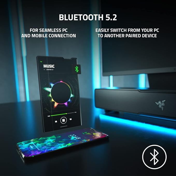 Razer Leviathan V2, Multi-Driver PC Gaming Soundbar w/Subwoofer, Black