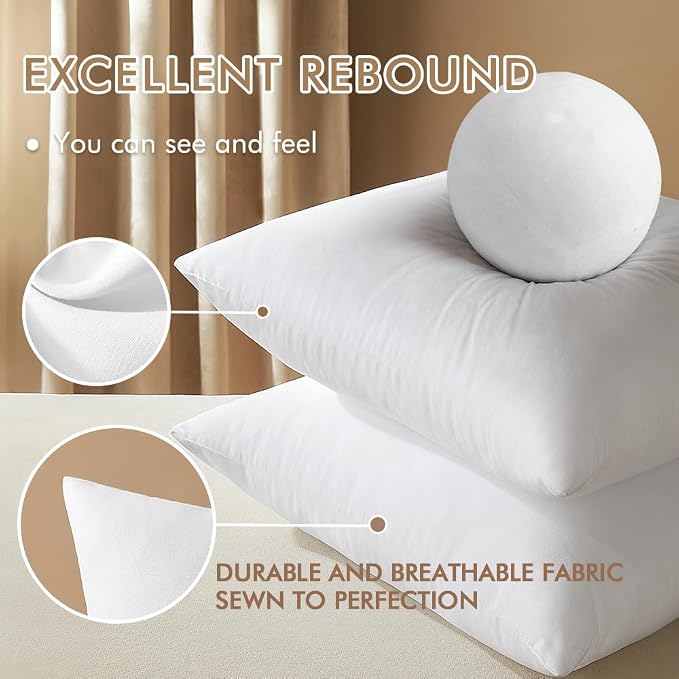 MIULEE 12x20 Pillow Inserts Set of 2, Throw Pillows for Sofa Couch Bed | Premium Virgin Filling, Soft Brushed Fabric, Decorative Pillow, Lumbar Back and Neck Support