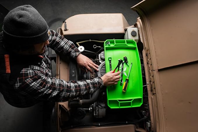 Grypmat Plus Grip Mat for Mechanics - Non-Slip Flexible Silicone Tool Tray - Tool Organizer for Tool Box - Magnetic-Free, Easy-to-Clean Tool Mat - QUAD S, M, L & XL, Green