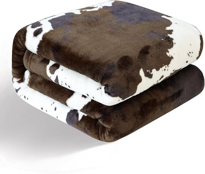 Bnuitland Cow Print Blanket 300 GSM Double Sided Cute Cow Throws for Bed/Sofa/Lap, Gift Blanket for Adults/Baby/Pets, Super Soft Cozy Lightweight Fuzzy Flannel Throw, 50×40 inch