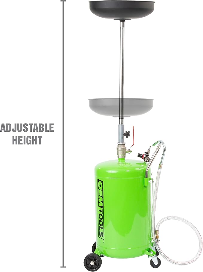 OEMTOOLS 87042 18 Gallon Portable Oil Lift Drain, Waste Oil Drain with Steel Waste Oil Container, Oil Changing, Oil Dolly for Motor Oil Drain, Funnel Drain