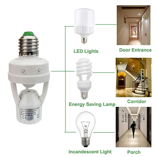 Motion Sensor Light Socket,E26 E27 PIR Motion Screw Bulb Adapter Indoor Use Only, Auto On Off Night Light Control for Garage Basement Porch Storage Room (3 Pack)