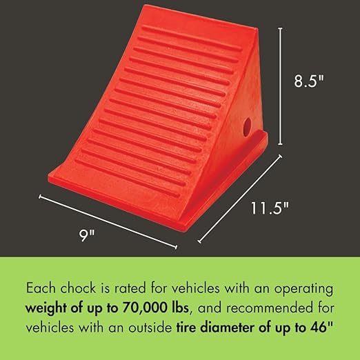 Checkers One Large Wheel Chock for 32-46" Tires, Heavy Duty Wheel Chocks for Semi Trucks, Utility, Tractor Trailer, 70k lb Load Capacity, Made in The USA, Polyurethane, UC1500-6