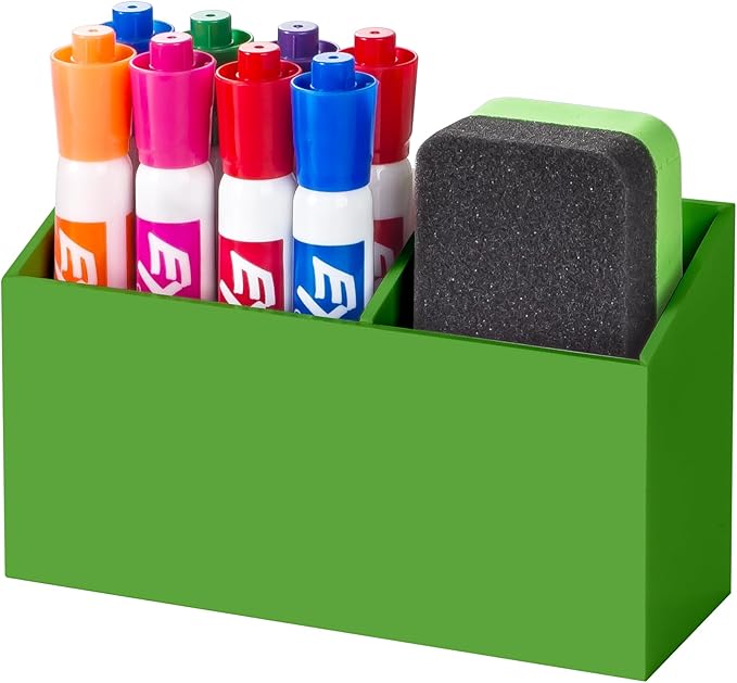BEYGORM Magnetic Dry Erase Marker Holder for Whiteboard & Refrigerator | Non-slip Acrylic Pen Holder for Classroom, Fridge Magnet, Locker Organizer Accessories, Teacher & School Supplies(Green)