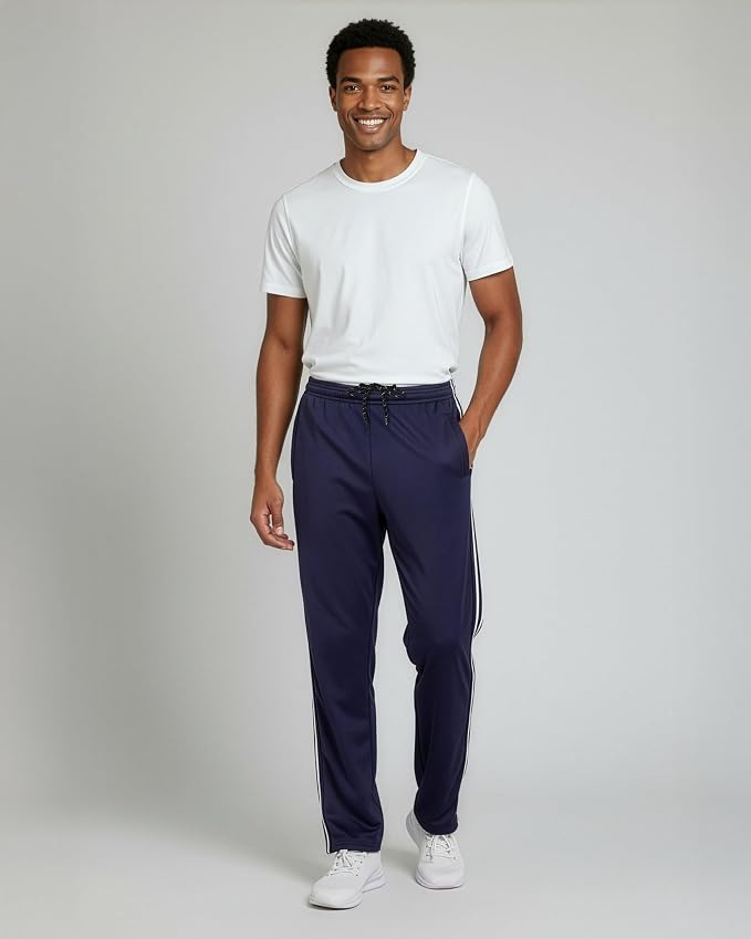 3 Pack Men's Mesh Open Bottom Sweatpants Active Athletic Workout Gym Pocket | Available in Big & Tall, Uncuffed, Elastic Waistband, Drawstring, Straight Leg, Running, Jogging, Exercise, Training, Sports