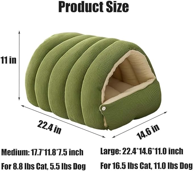 CutyPet Winter Cave,Warmth Cozy Comfort Plush Pet Cave,Cute Cozy Safe Hideaway Cat Bed with Removable Cushion,Warm Soft Removable Washable for Cats and Dogs (Purple Plaid, L:25.59 * 15.74 * 11.02 in)