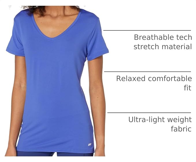 Amazon Essentials Women's Active Quick Dry Tech Stretch Short-Sleeve V-Neck T-Shirt (Available in Plus Size), Pack of 2