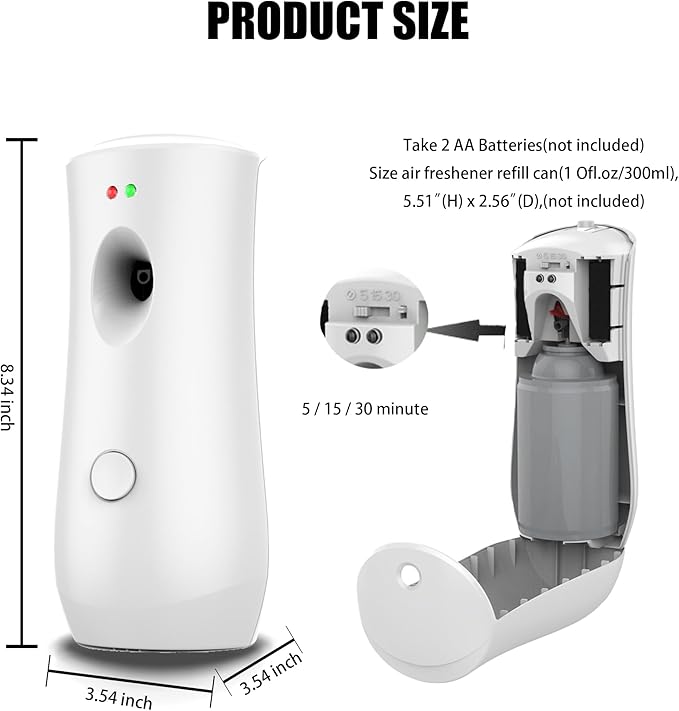 (4-Pack) Auto Air Freshener Spray Dispenser Free Stand or Wall Mounted Automatic Aerosol Aroma Machines are Widely Used in Hotels, Bedrooms, Airports, Bathrooms, Offices, Commercial Places (White 003)