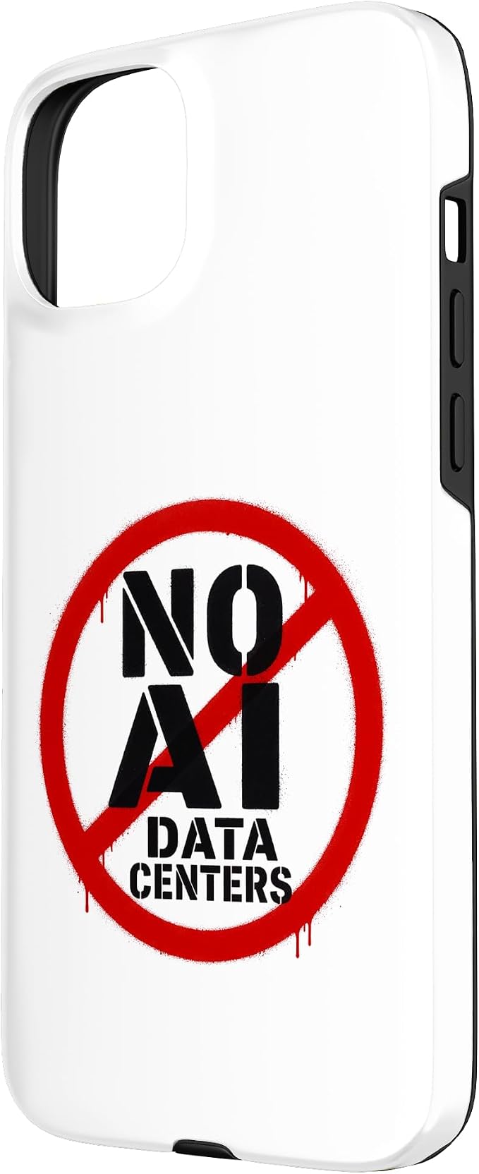 No AI Data Centers ��� Simple Minimal Spray Paint Style Text Case for iPhone 15 Plus