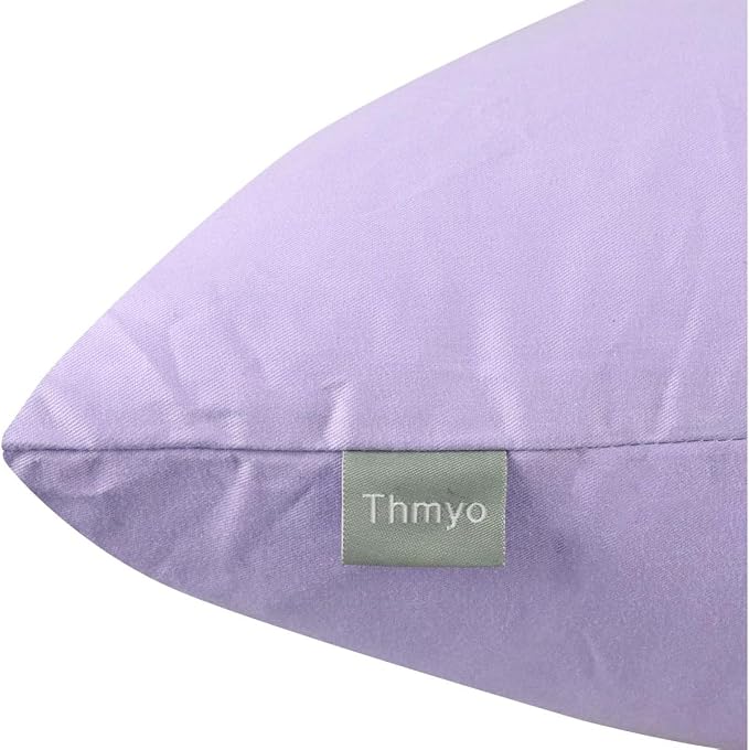 4-Pack 100% Cotton Comfortable Solid Decorative Throw Pillow Case,Thmyo Square Cushion Cover Pillowcase Sublimation Blank Pillow Covers DIY Throw Pillowcase for Sofa(20x20 inch/ 50x50cm,Light Purple)