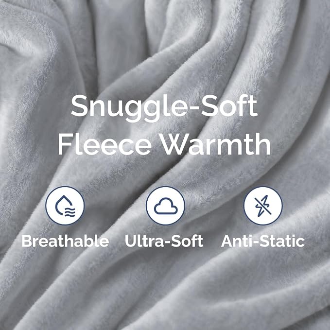 Fleece Blanket Kids Size - Ultra-Soft Warm Flannel Fleece Blanket - Grey | Soft, Warm, Outdoor Picnic Blanket for Camping, Travel, Lightweight, Cozy, Anti-Static, Home Decor Gifts for Men & Women