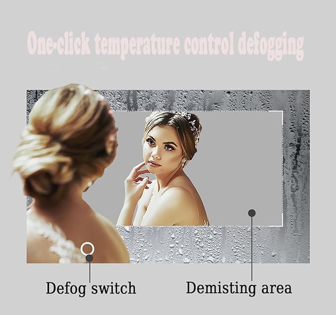 Half Moon LED Mirror for Bathroom,3-Color Dimmable Smart Vanity Mirror, Frameless Backlit Anti-Fog Half Moon Mirrors for Wall(Left Semicircle, 16 * 31in/40 * 80cm)