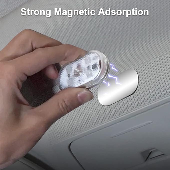 4Pcs Car LED Lights Interior Wireless, 7 Colors Interior Car Lights with 6 Bright LED Lamp Beads, Portable USB Rechargeable Car Interior Led Night Light for Car Decor
