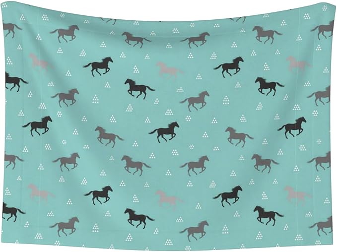 Two Sided Plush Pet Blanket for Warmth Comfort, Wild Horses, Reversible Throw with Cozy Nubby Side for Chilly Nights Napping Spots Around House