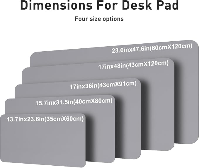 Aothia Faux Leather Desk Mat – Large Mouse Pad, Non-Slip PU Leather Blotter, Waterproof Writing Surface for Office and Home (Light Grey, 47.2" x 23.6")