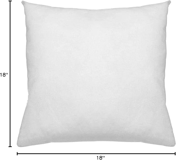 Digital Decor Decorative Throw Pillow Insert 18x18, Luxury Down Alternative Hypoallergenic Pillow Form for Sofa, Couch & Bed, Made in USA Square Cushion Insert, White, 1 Pack