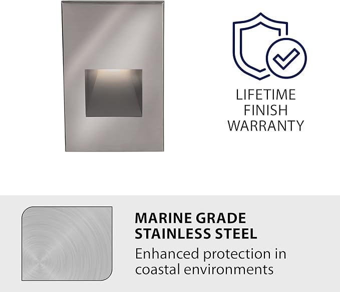 WAC Landscape Lighting, LEDme 120V LED Vertical Indoor and Outdoor Step and Wall Light 2700K Built-in LED in Stainless Steel