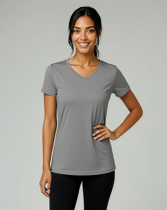 5 Pack Women's Dry Fit V Neck Workout Tops T Shirts Athletic Gym Yoga Tees | Available In Plus Size, Cooling Moisture-Wicking, Short Sleeve, Quick-Dry, Fitness, Stretch, Exercise, Running, Hiking