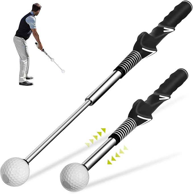 Retractable Golf Swing Aid for Golf Speed Training, Rhythm Click Golf Swing Trainer for Indoor Golf Practice & Outdoor Warm Up, Golf Grip Trainer for Improving Hitting Strength & Tempo