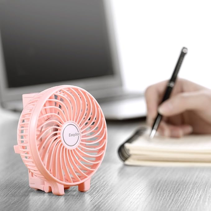 EasyAcc Mini Handheld Fan, Personal Cooling Fan Folding USB Desk Fan Small Portable Table Fan for Travel Camping Outdoors Office Home - Pink…