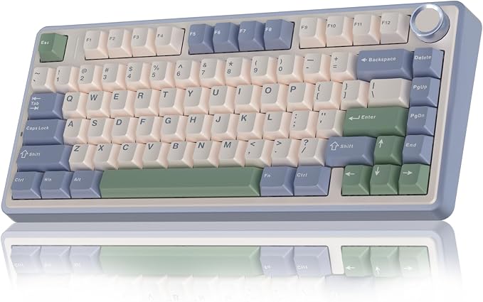 AULA F75 75% Wireless Mechanical Keyboard, Hot Swappable Creamy Keyboard, Pre-lubed Reaper Switches RGB Backlit Gaming Keyboards, 2.4GHz/Type-C/BT5.0(White & Green)