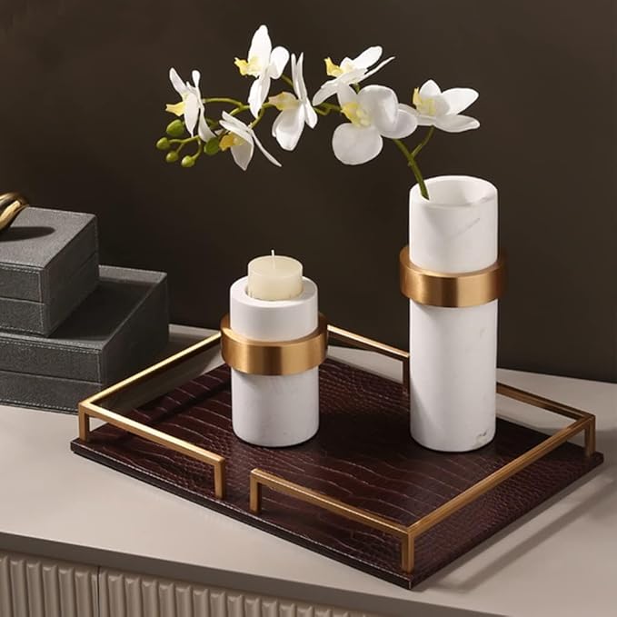 Premium Leather Organizer Tray - Multi-Purpose Storage for Keys, Wallets, Cell Phones | Stylish Decor for Coffee Table, Nightstand & Dresser