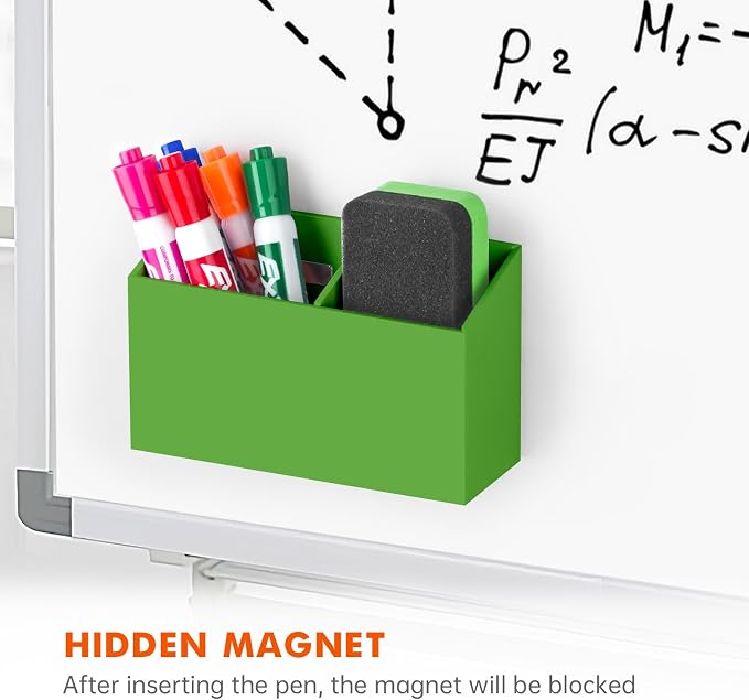 BEYGORM Magnetic Dry Erase Marker Holder for Whiteboard & Refrigerator | Non-slip Acrylic Pen Holder for Classroom, Fridge Magnet, Locker Organizer Accessories, Teacher & School Supplies(Green)