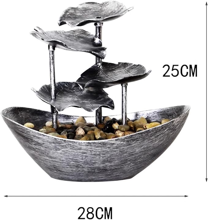 Meditation Decor, Desktop Lotus Leaf Yuanbao Flowing Water Fountain Decoration Living Room Screen Porch Home Decoration, LED Atmosphere Night Light,Office Home Decoralth (D)