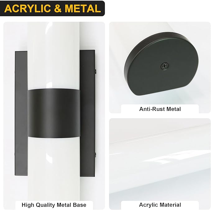 Kalium 24in Modern Wall Sconces, Dimmable Bathroom Vanity Lights, 3000K Warm White LED Indoor Sconces Lighting for Bathroom, Stairs, Living Room, Bedroom. Hardwired.