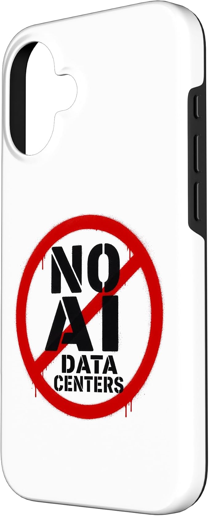 No AI Data Centers ��� Simple Minimal Spray Paint Style Text Case for iPhone 16