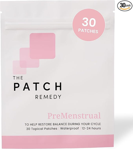 PreMenstrual Patch for Women - 30 Topical PMS Period Cycle Menstrual Patches, Vitex Chasteberry, Magnesium, Evening Primrose Oil, Dong Quai Extract, Curcumin, Vitamin B6 & E