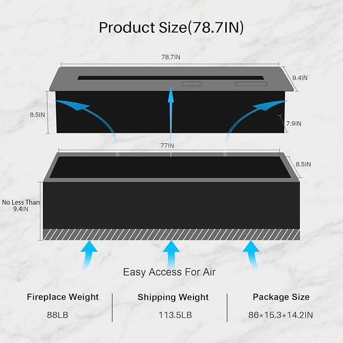 3D Water Vapor Fireplace Smart Electric Flame Decoration Steam Fireplace Humidifier W/Tap Water for Office, Home, Hotel,Restaurant(Single,78.7")