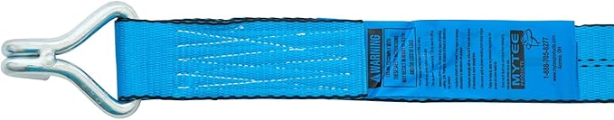 Mytee Products 20 Pack 2 inch x30 ft Heavy Duty Ratchet Straps with Double J Hooks - 10,000 Lbs Breaking Strength Blue Tie Down Straps w/Wire Hooks for Industrial Use, Trailers, Truck Cargo