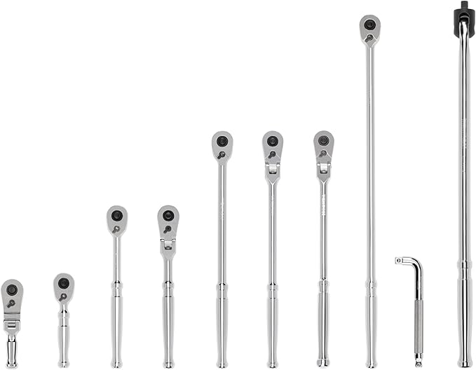 TEKTON 3/8 Inch Drive Quick-Release Ratchet, L-Handle, and Breaker Bar Set (10-Piece) | SDR99101