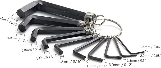Utoolmart Hex Key Set, 10 in 1 Metric L Shape Hexagon Head Wrench with Ring for Repair Tool (Black)