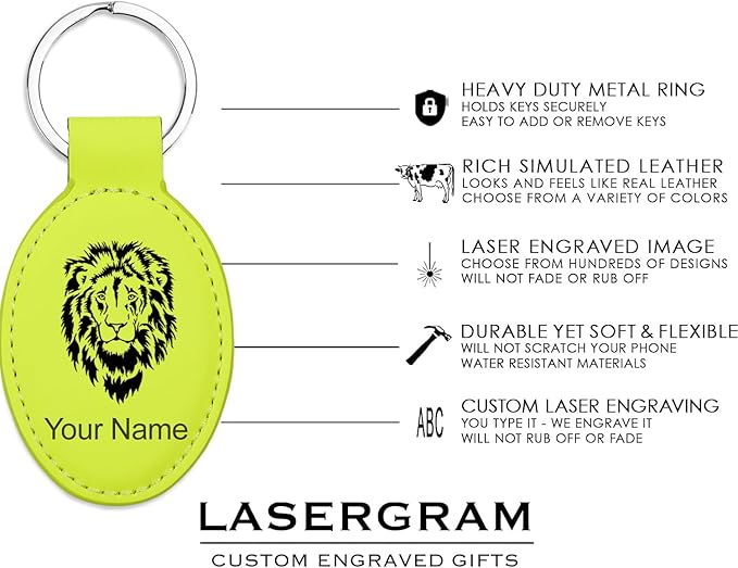 LaserGram Oval Keychain, Off Road Racer, Personalized Engraving Included (Neon Green)