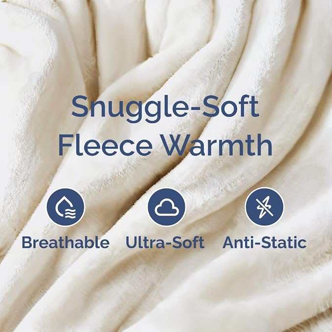 Fleece Blanket Throw XL Size - Ultra-Soft Flannel Fleece Blanket - Cream | Soft, Warm, Outdoor Picnic Blanket for Camping, Travel, Lightweight, Cozy, Anti-Static, Home Decor Gifts for Men & Women